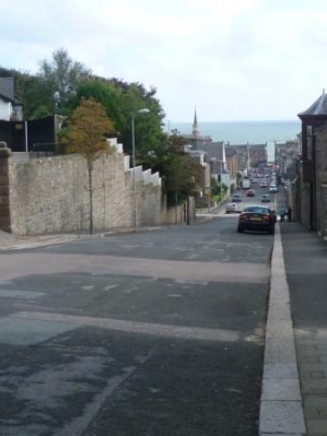 View down Evan Street in Stonehaven - towards the sea